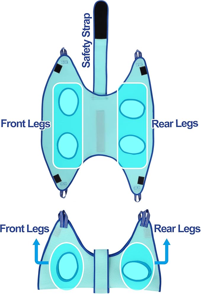 Dog Grooming Hammock 2023 New Edition, Dog Hanging Harness Holder for Nail Clipping, Dog Nail Trimming Hammock with Wide Strap, Dog Grooming Sling for Claw Care (X-Large 50 LB Max/Turquoise)