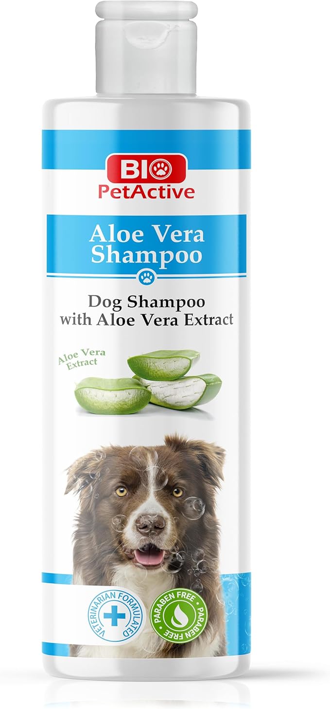 Bio PetActive Aloe Vera Extract Shampoo for Dogs - Cleansing & Moisturizing Care for Sensitive and Normal Skin, Paraben Free, pH Balanced + Natural Ingredients - 13.53 Fl oz
