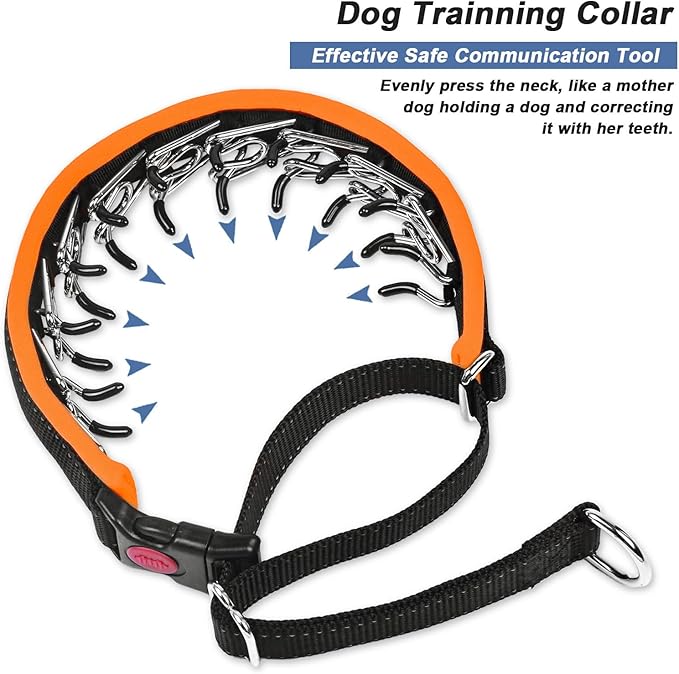 Martingale Collar for Dogs, Heavy Duty Nylon No Pull Dog Collar with Buckle, Adjustable Anti Pull Collar Reflective Slip Collar for Large Medium Small Dog Training Walking M Orange