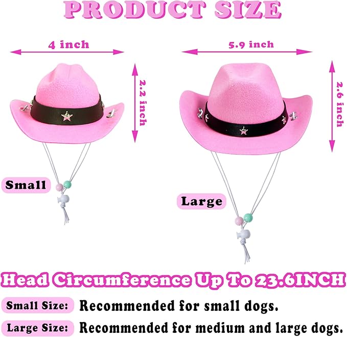 Dog Halloween Costumes, Dog Cowboy Costume Halloween Pet Cowboy Hat Bandana Scarf for Small Medium Large Dogs Pets (Pink Hat & Pink Bandana, Large)