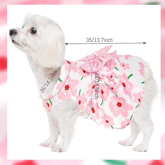 choyaxo Floral Dog Dress Cute Dog Skirt Pet Dress Summer Pet Clothes for Puppy Small Cats