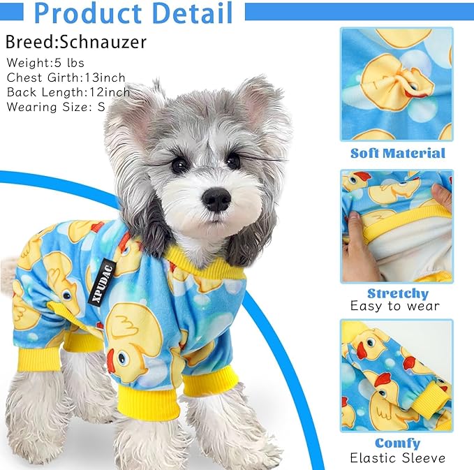 XPUDAC 4 Pieces Dog Pajamas for Small Dogs Pjs Clothes Puppy Onesies Outfits for Doggie Christmas Shirts Sleeper for Pet