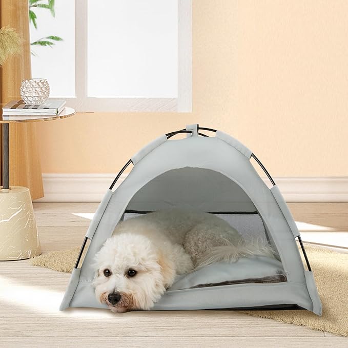 Pet Teepee Tent for Dogs & Cats, Portable Cat Teepee Tent with Thick Cushion Dog House Indoor Removable and Washable