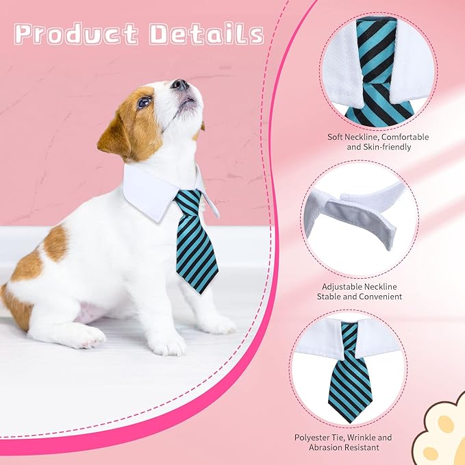 Weewooday 8 Pcs Pet Dog Cat Costume Cat Tie Collar Glasses for Small Dog Round Metal Retro Sunglasses Tie Pet Costume Tuxedo Necktie Collar Puppy Accessories Halloween Cosplay Party(Classic Colors)