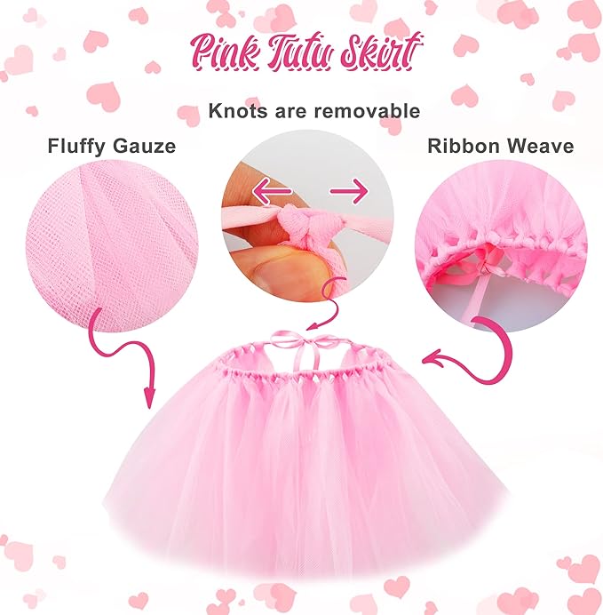 Dog Birthday Outfit Pink Tutu Dogs Birthday Party Supplies Dog Birthday Hat Necklace and Bowtie Hairpin for Dogs (16-23 inch Wrist)