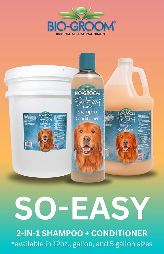 Bio-Groom So Easy 2 in 1 Shampoo & Conditioner- Dog & Puppy Shampoo and Conditioner 5 Gallon, Detangling Dog Wash, Bulk Size for Grooming, Soap Free, 12:1 Concentrate- Refreshing Fruit Scent, 5 Gallon