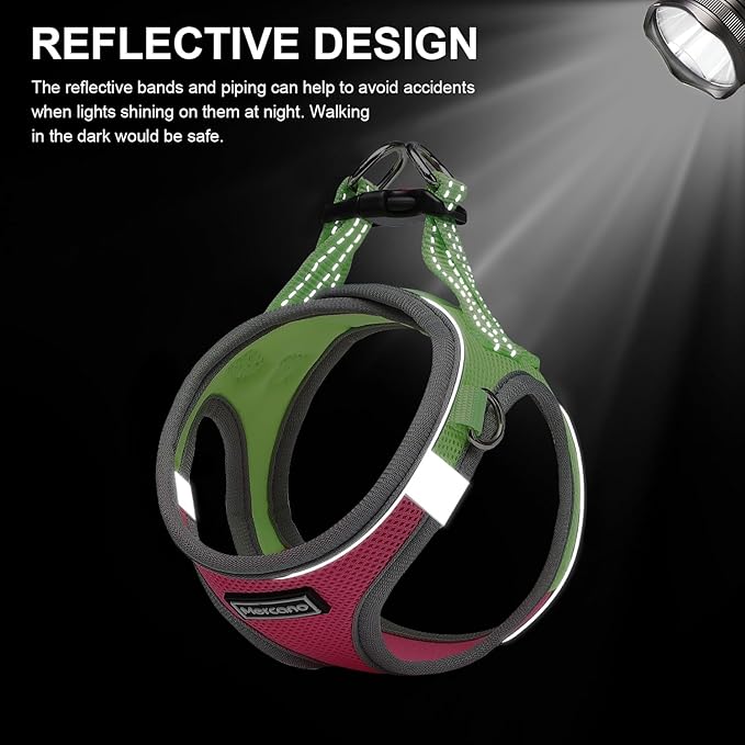 Mercano Soft Mesh Dog Harness and Leash Set, No-Chock Step-in Reflective Breathable Lightweight Easy Walk Escape Proof Vest Harnesses with Safety Buckle for Small Medium Dogs, Cats (S, Hot Pink)