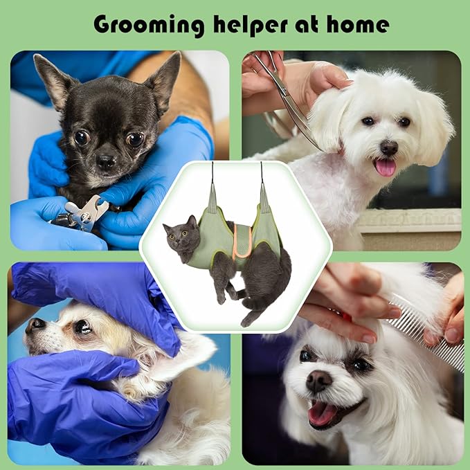 Guzekier Cat Grooming Hammock, Cat Nail Clipper Hammock for Nail Trimming, Cat Holder Sling for Cutting Nails, Restraint Bag with Safety Belt, Nail Clippers and Nail File