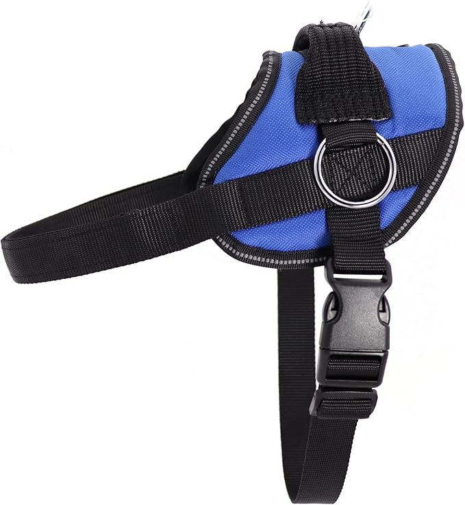 Bark Appeal Blue No-Pull Dog Harness for Extra Small to Small Sized Pets – Adjustable, Reflective Vest with 3 Leash Clips for Added Control, Easy Walks & Training – Small