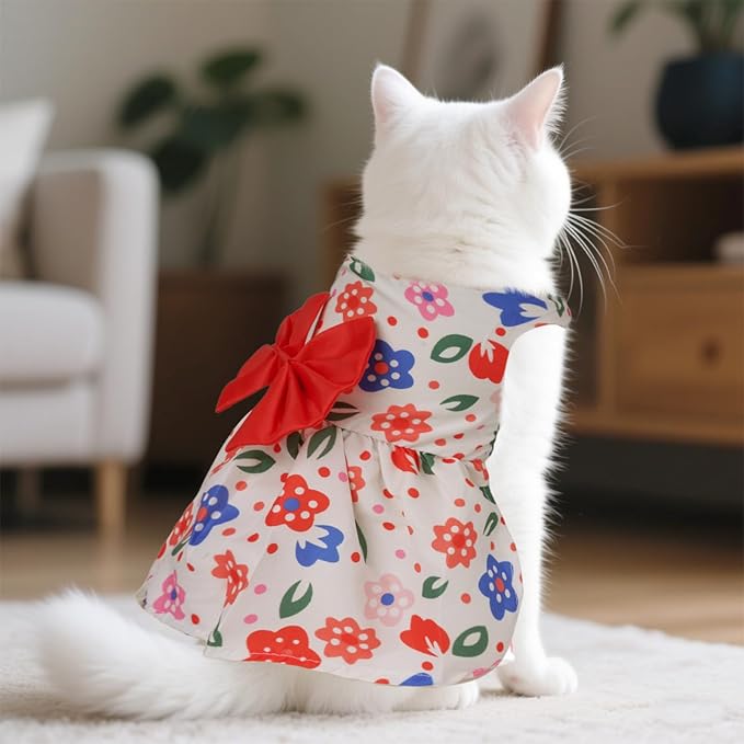 choyaxo Small Dogs Girl Bow Cat Dress