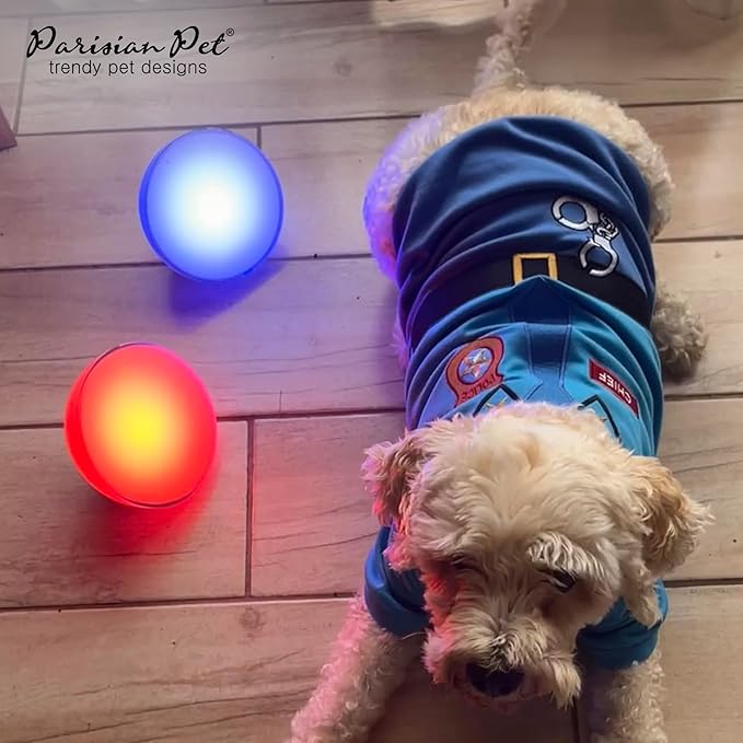 Parisian Pet Dog Shirt - Embroidered Police Costume - 100% Cotton and Polyester - Sleeved Cop Costume - Blue for Large Dogs 3XL