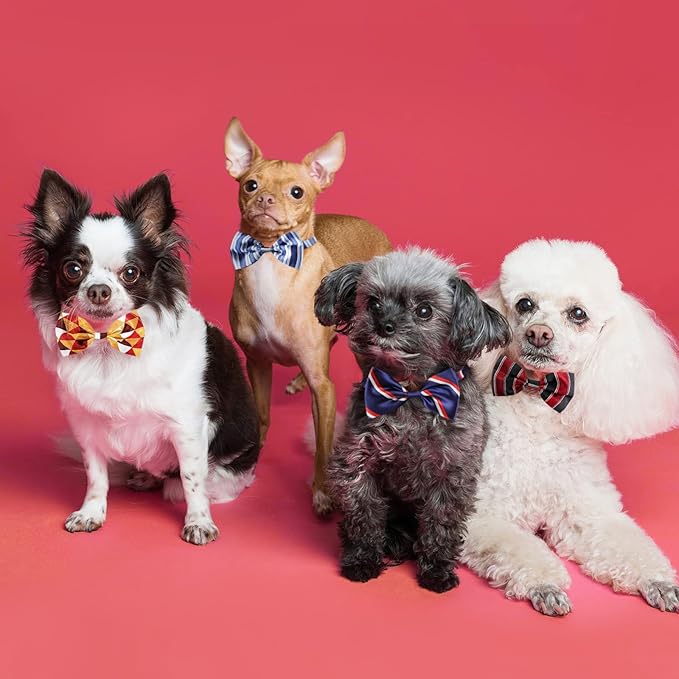 Segarty Dog Bow Ties, 6 PCS Pet Neck Bows, Bulk Pet Bowties with Adjustable Collar, Grooming Bowknot for Holiday Birthday Valentine Christmas Party Dog Photography Accessories Gift for Puppy Cat Dogs