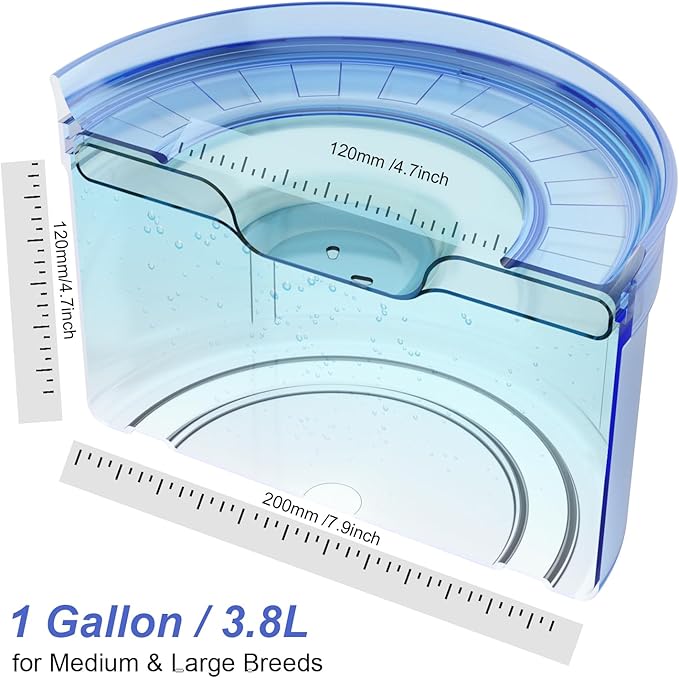 1Gallon/128oz Dog Water Bowl No Spill, Tritan BPA Free Spill Proof & No Splash Dog Water Bowl for Messy Drinkers, Slow Drinking Water Bowl for Large Dogs, Anti-Digging Paws【Serenity Blue】