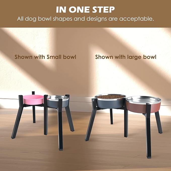 Raised Dog Stand for Extra Large and Large Breeds, Adjustable Width 7-10.6", 13.7" Tall Food & Water Holder (2-IN-1 Design, Bowl Not Included)