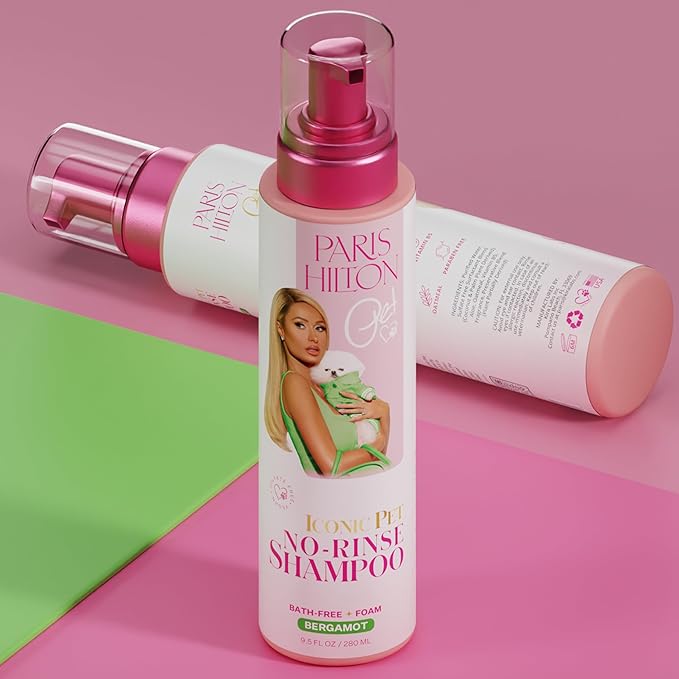 Paris Hilton Pet Iconic Bergamot Scent No-Rinse Dog Shampoo, Waterless Dog Wash, Hypoallergenic, 280ml – Quick Clean for Dogs, Easy Grooming, No Rinse Needed