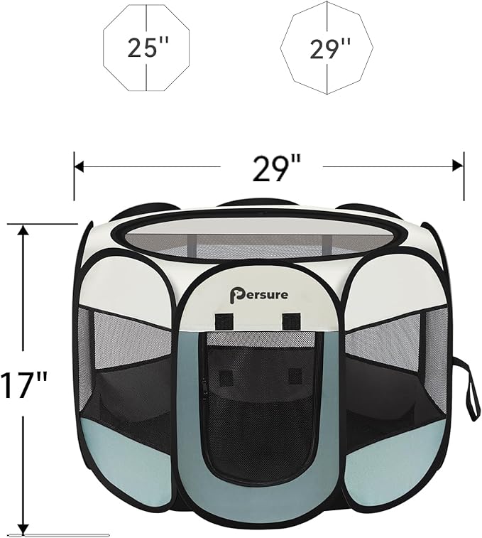 Cat and Dog Playpen Indoor/Outdoor for Puppy Pet Travel and Recovery After Surgery, Enclosure Tent Crates Cage, Portable Pop Up Kennel With Carrying Case (Grey, Small)