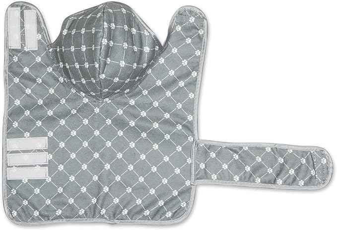 Bone Dry Pet Robe Collection, Trellis Paw Print, Absorbent Microfiber Bath Robe with Adjustable Closure for Dogs & Cats, X-Small, Gray