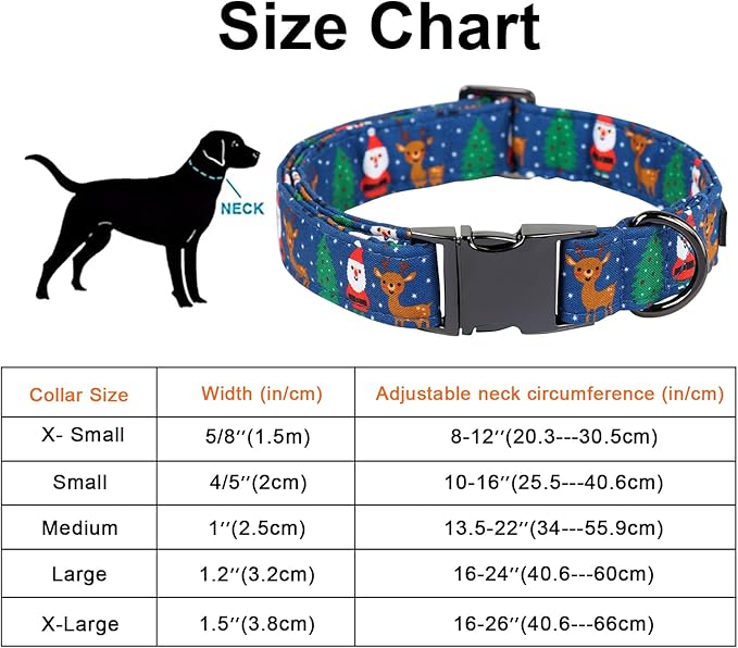 Maca Bates Christmas Dog Collar Cotton Soft Santa Dog Collar with Metal Buckle Christmas Dog Bow Tie Adjustable for Small Medium Large Dog