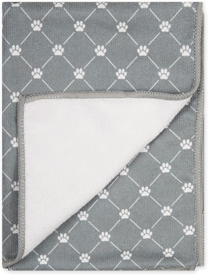 Bone Dry Pet Robe Collection, Trellis Paw Print, Absorbent Microfiber Bath Robe with Adjustable Closure for Dogs & Cats, X-Small, Hunter Green