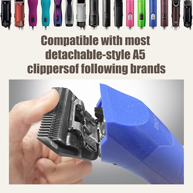 4FW Wide Blades for Dog Grooming,Compatible with Andis,Oster A5,Wahl km10 Clippers,Cutting Length 3/8",(Black)