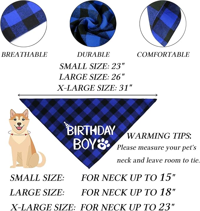 STMK Dog Birthday Party Supplies, Multi Size Dog Birthday Hat with Numbers Bandana Bow Tie for Large Extra Large Dogs Pets (Blue, X-Large)