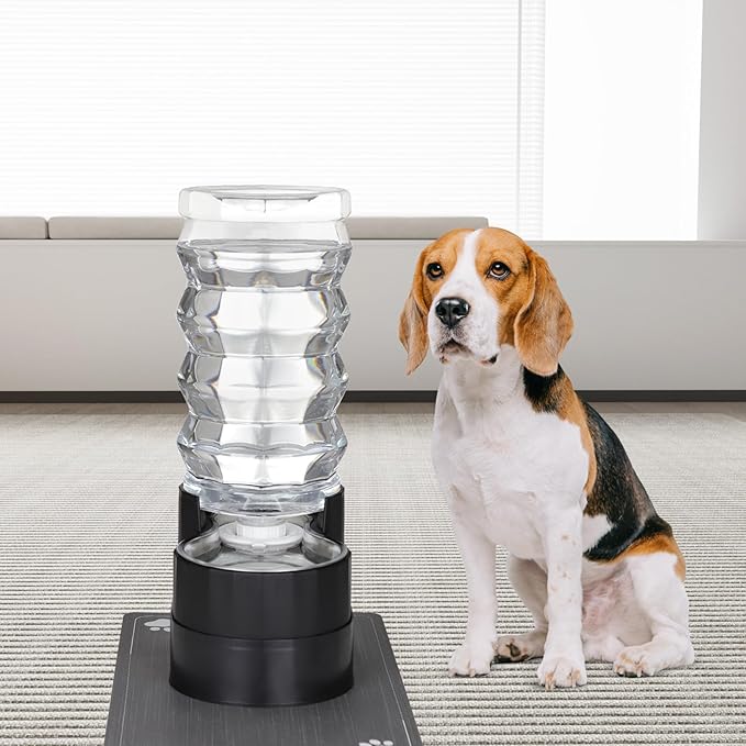 RIZZARI 9L Raised Automatic Pet Waterer, Gravity fed Stainless Steel Waterer, 100% BPA Free, Large Capacity Feeder for Cats and Medium to Large Dogs (Black,9L)