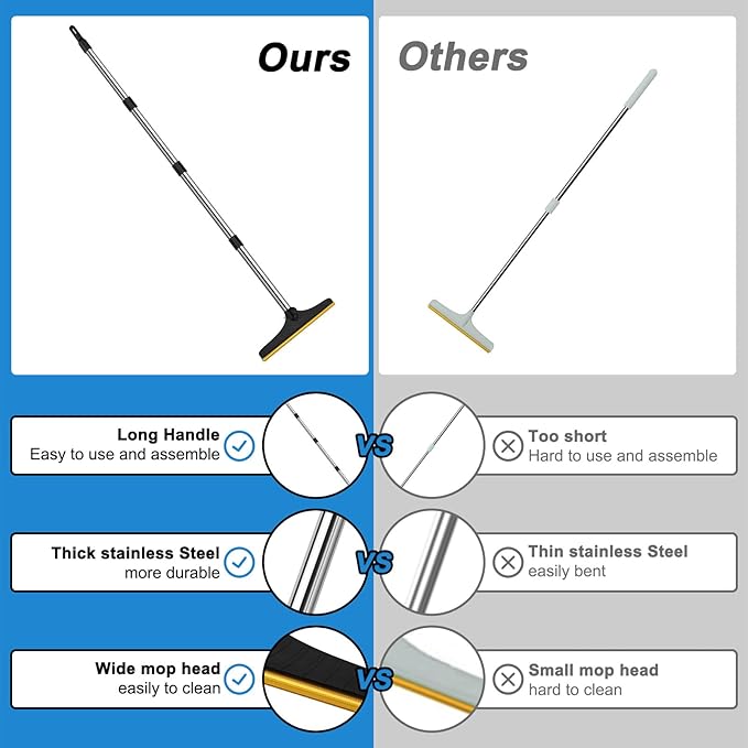 5FT Carpet Rake Pet Hair Remover, Reusable Carpet Rake with Telescopic Handle for Pet Hair Removal Tool Dog Cat Fur Remover Broom for Rugs, Mats, Beds, Stairs (Black)