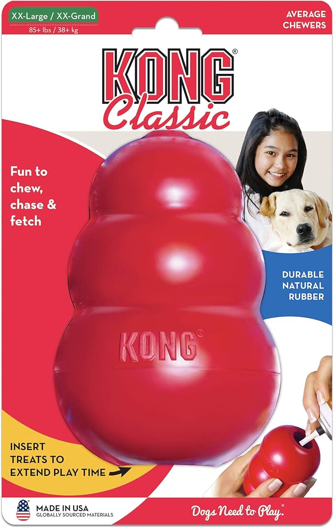 KONG Classic Stuffable Dog Toy - Fetch & Chew Toy for Dogs - Treat-Filling Capabilities & Erratic Bounce for Extended Play Time - Durable Natural Rubber Material - for XX-Large Dogs