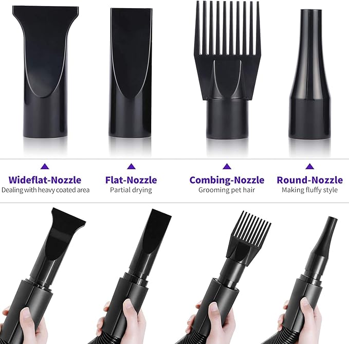 PETNF Upgraded Dog Dryer, Quick Grooming Dryer Blower Professional, Noise Reduction, 3.2HP, Stepless Adjustable Speed, High Velocity Air Forced Dryer, With Heater, Dogs Grooming Bath (Accessories)