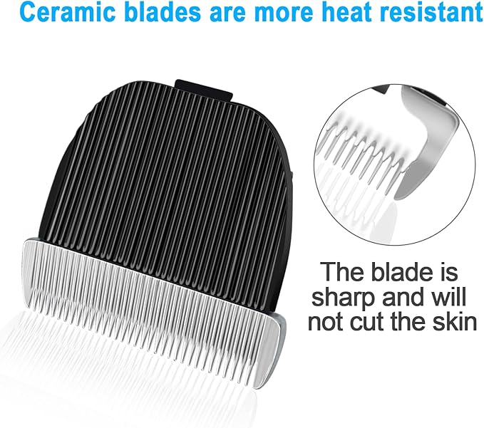 2 Pack Replacement Blade Compatible with oneisall Low Noise Dog Clippers, Made of Ceramic Blade & Stainless Steel Blade