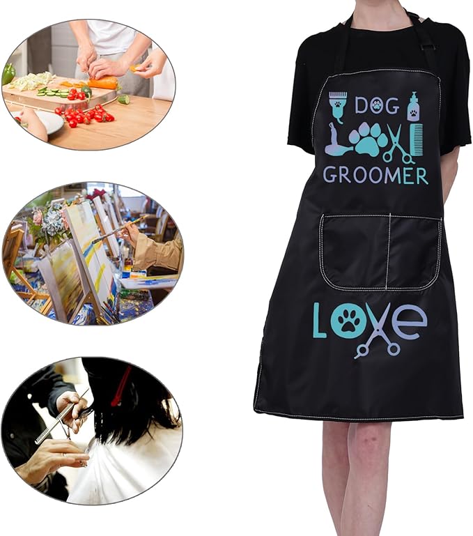 CMNIM Dog Groomer Apron with Pockets, Waterproof, Dog Groomers Apron