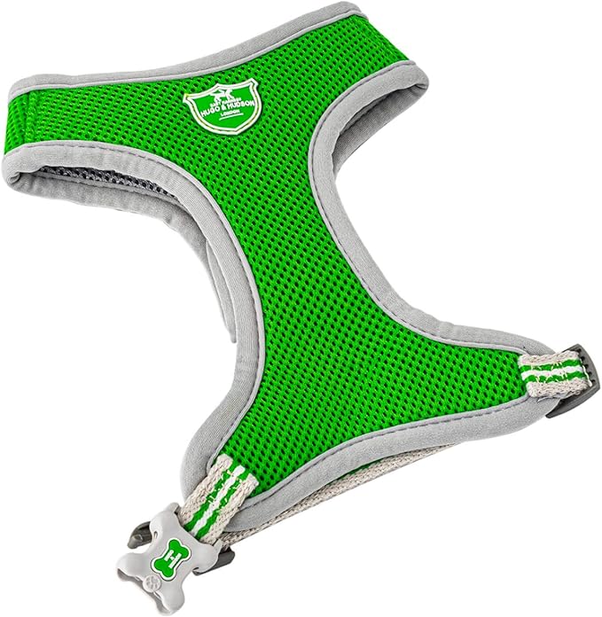 HUGO & HUDSON Dog Harness No-Pull Pet Harness Adjustable Quick Dry Mesh Padded Vest, Green, L