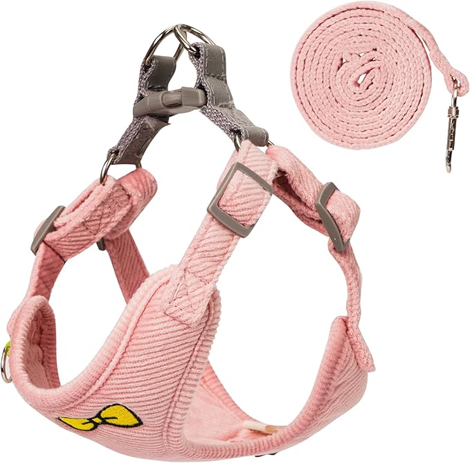 No Pull Dog Harness with Leash Pet Soft Vest Harness and Leash Set Dog Cat No Choke Escape Proof Harness Reflective Step in Harness for Small Medium Dogs Cats (Pink, Small)