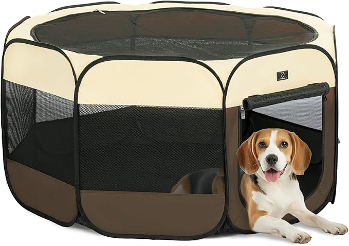 A4Pet Portable Foldable Pet Playpen, Dog Playpen Indoor/Outdoor - Ideal for Dogs, Cats, Rabbits - Removable Zipper & Collapsible Travel Bowl
