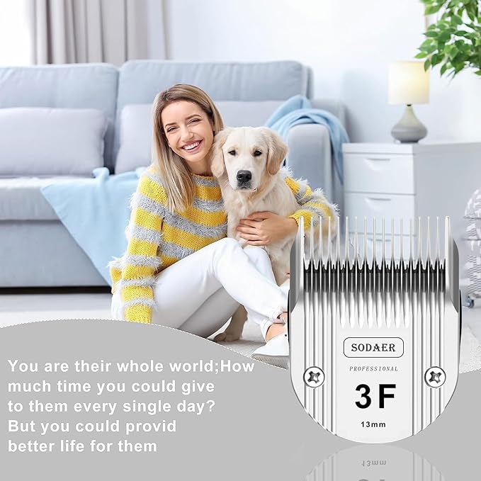 3F Detachable Pet Dog Grooming Clipper Ceramic Blade Compatible with Wahl Bravura .Chromado,Creativa,Figura Dog Clippers for Dogs Grooming,Size 3F Cut Length 1/2"(13mm), 2pack