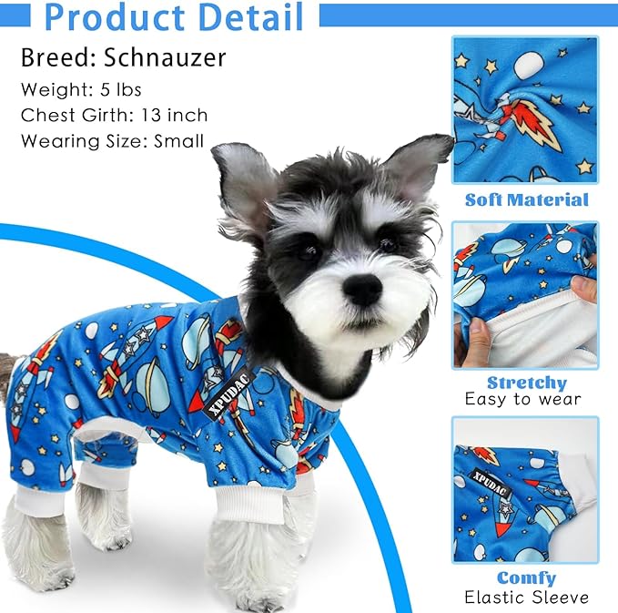 XPUDAC Dog Pajamas Clothes for Small Dogs Boy Girl, Doggie Pjs Puppy Onesies Outfits Pet Clothes Christmas Pajamas, 4 Styles(Animal, Large)