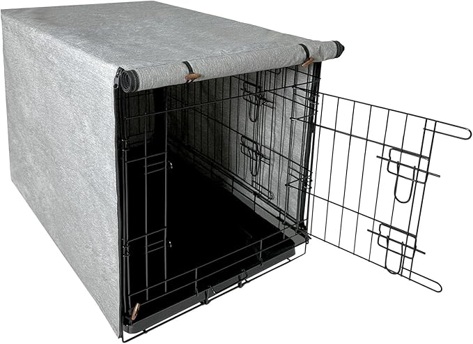 Dog Crate Cover, 600D Oxford Crate Cover for Wire Dog Crate, Ventilated Pet Kennel Cover Fits for 48 Inches Dog Crate, Grey (Cover Only)