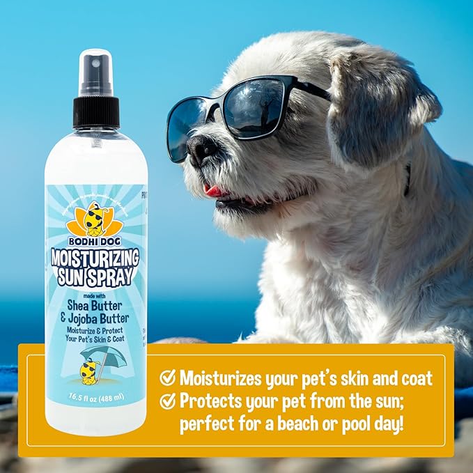 Bodhi Dog Sunscreen Moisturizing Pet Sun Spray - Safe for Dogs, Cats & Horses - Natural Protection for Skin, Coat, Nose, Ears - Hydrating & Non-Toxic - Made in USA (16.5 Fl Oz)