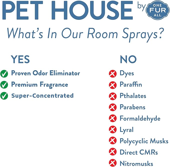 One Fur All Pet House Freshening Room Spray - Vanilla Sandalwood - Concentrated Air Freshener - Non-Toxic & Pet-Friendly Air Freshener - Pet Odor Eliminator Room Spray