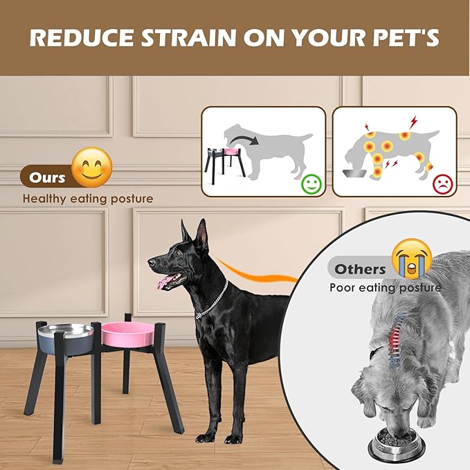 Raised Dog Stand for Extra Large and Large Breeds, Adjustable Width 7-10.6", 13.7" Tall Food & Water Holder (2-IN-1 Design, Bowl Not Included)