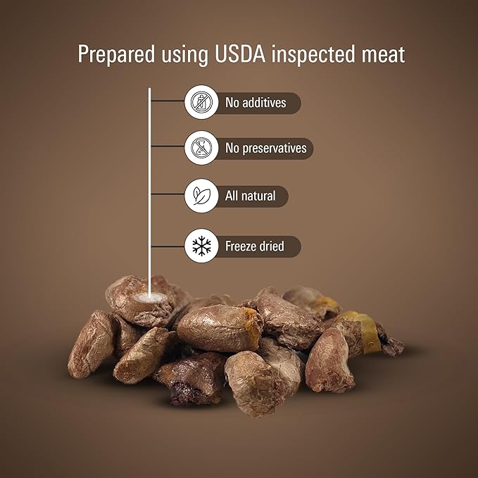 Freeze Dried Dog Treats – Single Ingredient Chicken Heart Dog Treat for Dogs & Cats