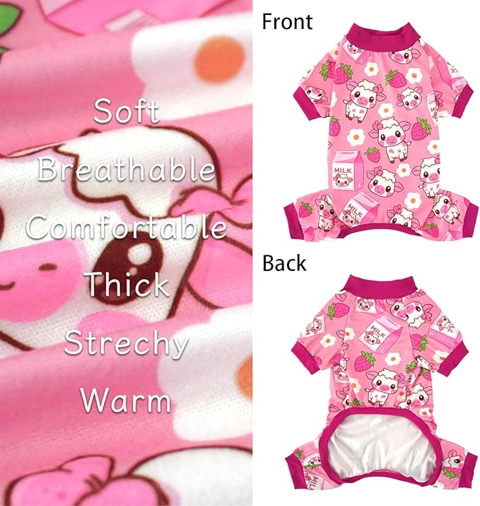 XPUDAC 4 Pieces Dog Pajamas for Small Dogs Pjs Clothes Puppy Onesies Outfits for Doggie Christmas Shirts Sleeper for Pet