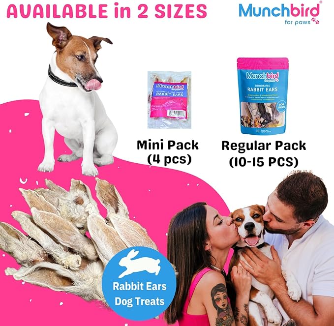 Dehydrated Rabbit Ears for Dogs & Cats (Mini Pack - 4pcs)