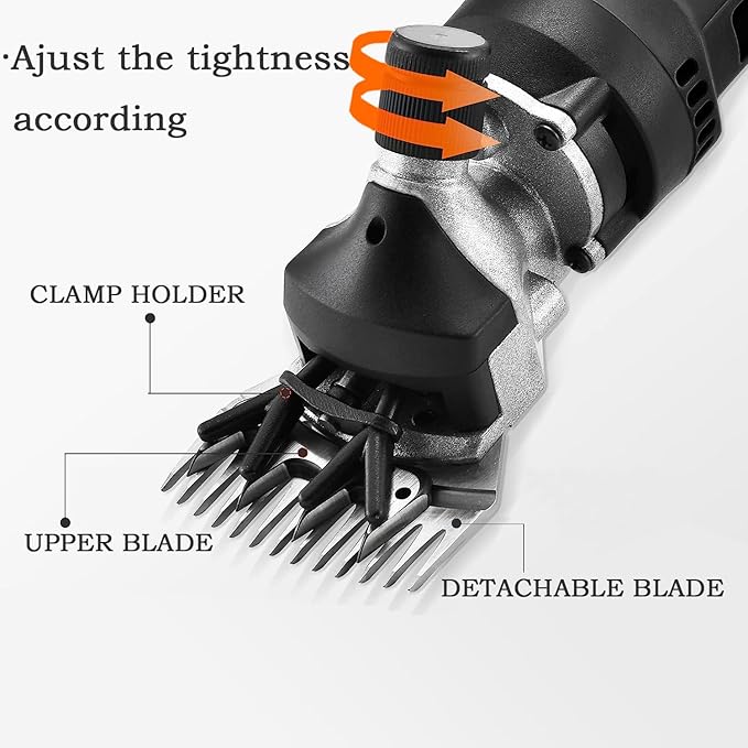 Sheep Shears, 750W Professional Electric Sheep Clippers with 6 Speed, Farm Livestock Clippers Kit Suitable for Thick Coat Animals (Comes with Spare Blades)