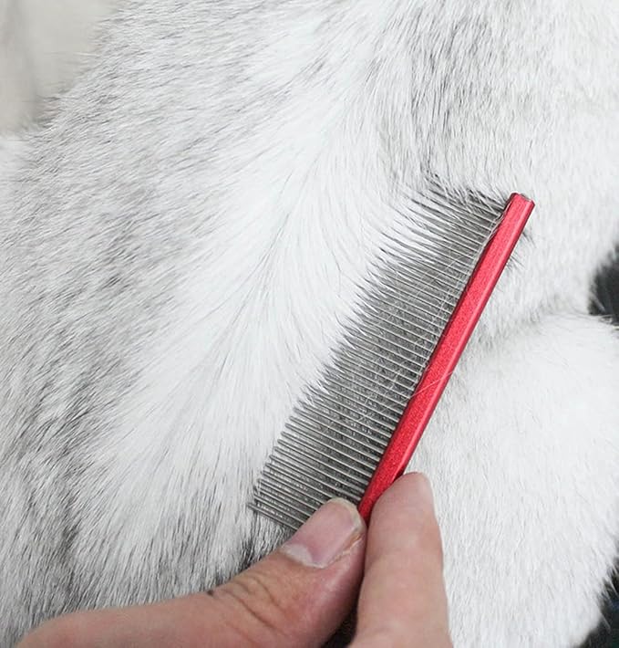 Grooming Comb with Rounded Ends - Rat Tail Design for Dematting and Hairstyling Cats & Dogs, Float Hair Removal