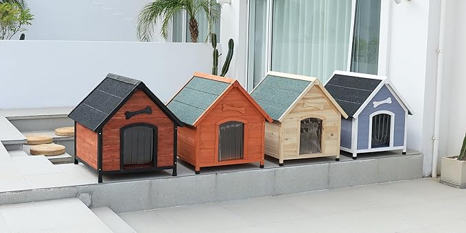 Solid Wood Dog House Comfortable Outdoor Shelter for Medium-Sized and Smaller Dog Sturdy, Durable and Easy to Clean,Can DIY,33.5’’D×30.7’’W×32.3’’H