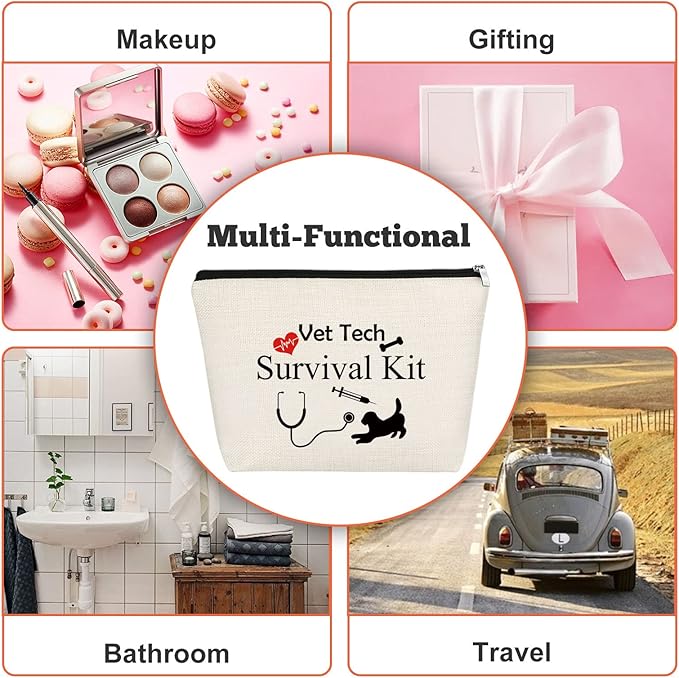 Appreciation Gift for Veterinarian Woman Vet Makeup Bag Vet Tech Gift Veterinary Technician Gift Cosmetic Bag Thank You Gift Birthday Christmas Gift for Veterinarian Medicine Graduation Gift for Her