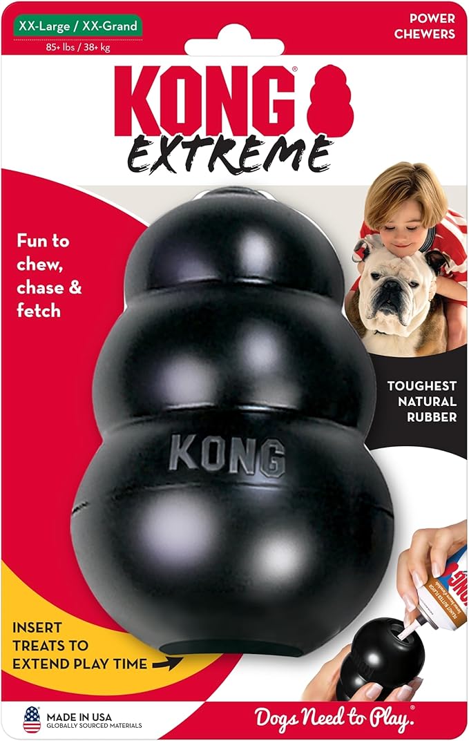 KONG Extreme Dog Toy - Fetch & Chew Toy - Treat-Filling Capabilities & Erratic Bounce for Extended Play Time Most Durable Natural Rubber Material - for Power Chewers - for XX-Large Dogs