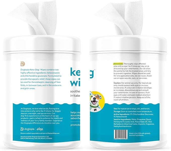 Keto Dog Shampoo and Wipes Combo for Pets | Soothing Shampoo (12oz) and Convenient Wipes (60ct) for Pets’ Irritated Skin | Relief for Skin Problems in Dogs and Cats
