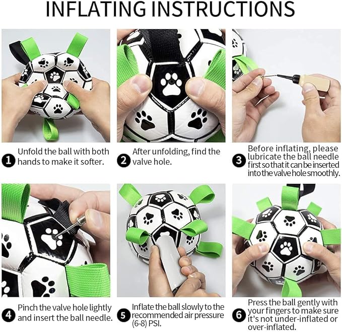 QDAN Dog Toys Soccer Ball with Straps, World Cup Interactive Dog Toys for Tug of War, Puppy Birthday Gifts, Dog Tug Toy, Dog Water Toy, Durable Dog Balls for Medium Large Dogs(8 Inch)